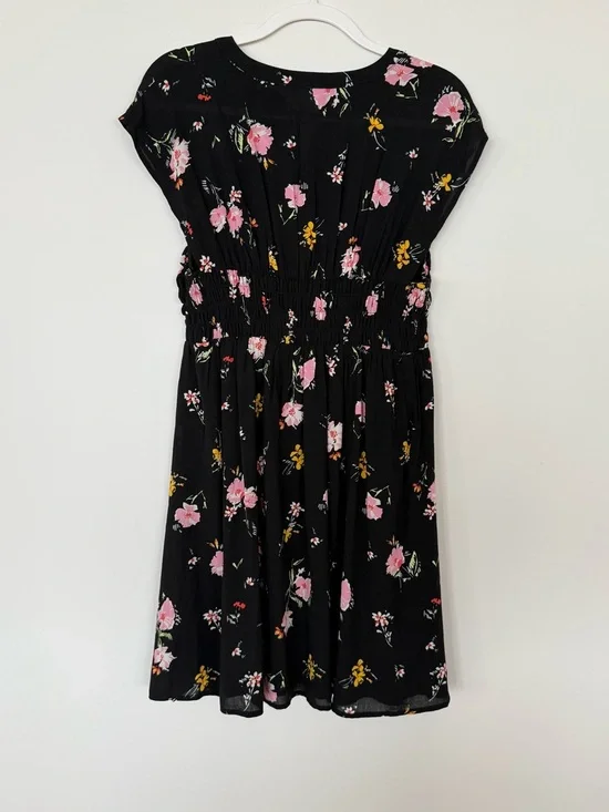 Free People summer black dress with smocked waist and floral print Size Large - Picture 8 of 10